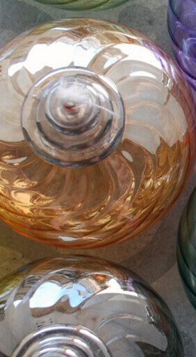 Mundgeblasene Öllampe aus Glas in Orange
